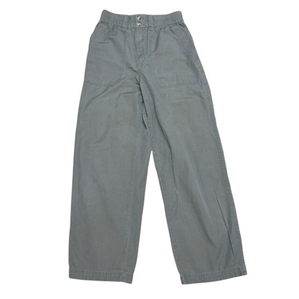 J. Crew Womens Olive Green Cotton Wide Leg Pull On Pants High Rise S/M‎